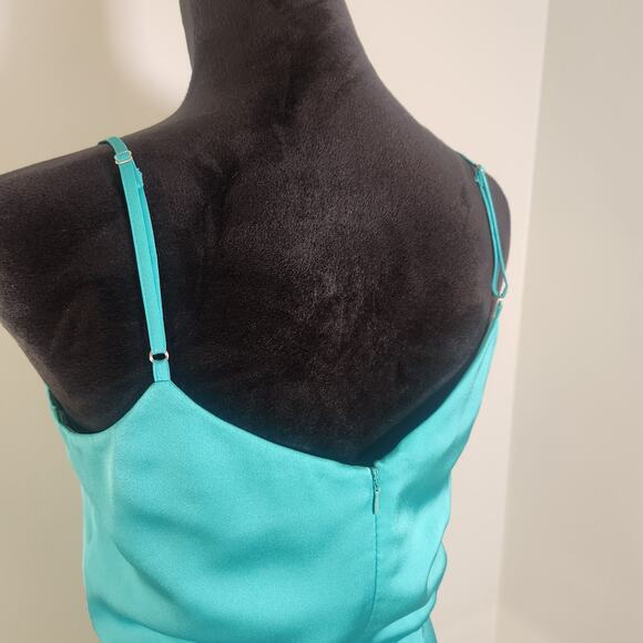 GIANNI BINI Ruched Cocktail Turquoise Green Dress, Size 4 - Picture 10 of 13